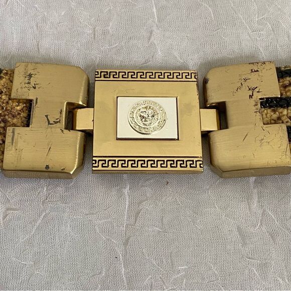 Vintage Versace Belt 1980s-era Tiger Printed Reptile & Leather Lion\'s Head Belt main image 10